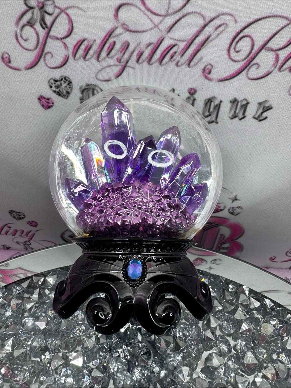 Bath & Body Works plug in wallflower Purple Crystal Globe Black Ornate Base